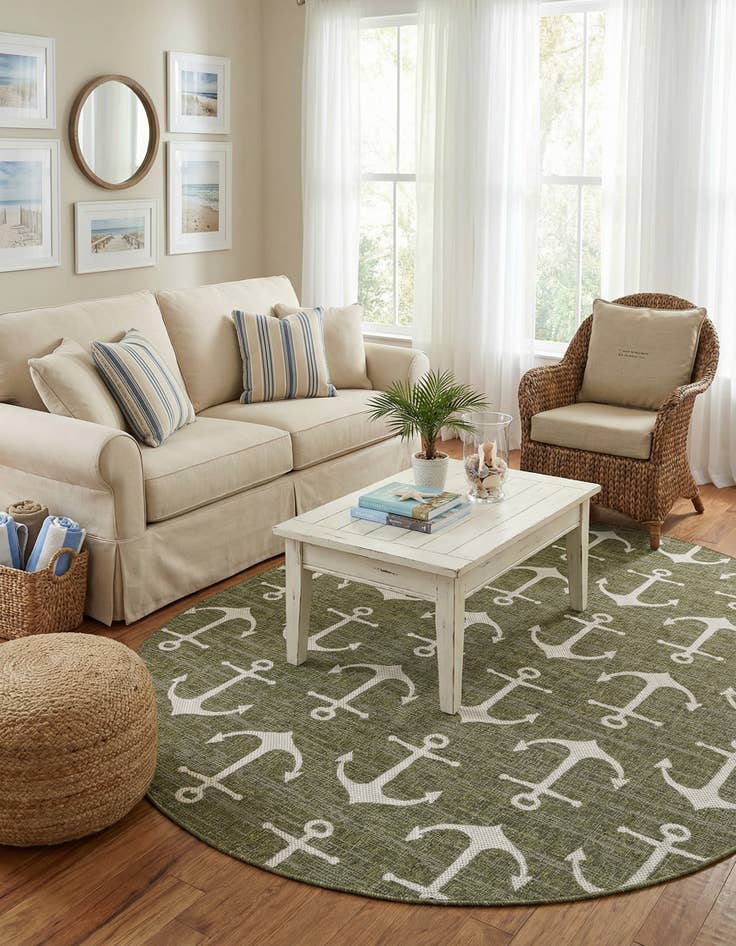 Detail image of 7' 10 x 10'  Washable Coastal Indoor / Outdoor Oval Rug