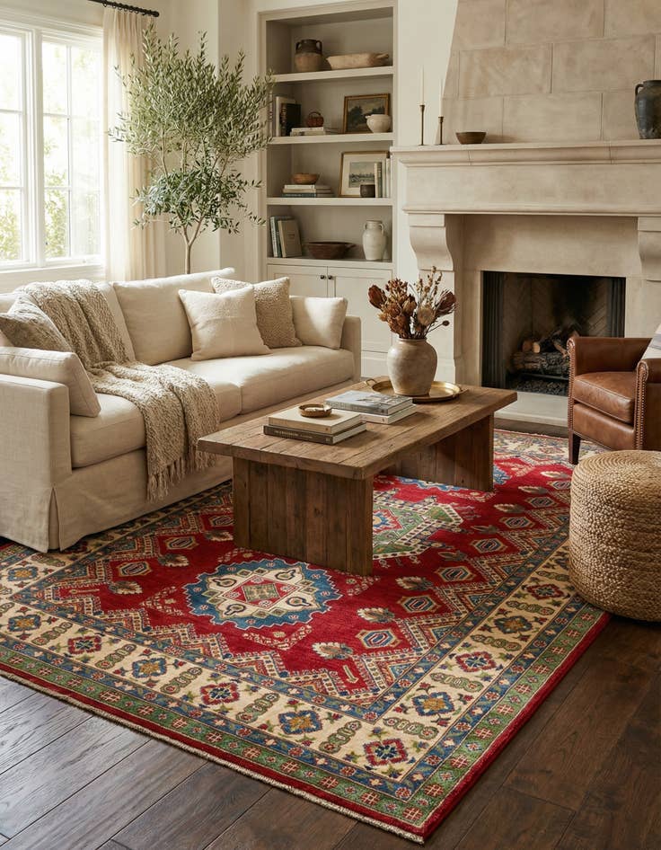 Detail image of 6' 7 x 9'  Hand Knotted Kazak Rug