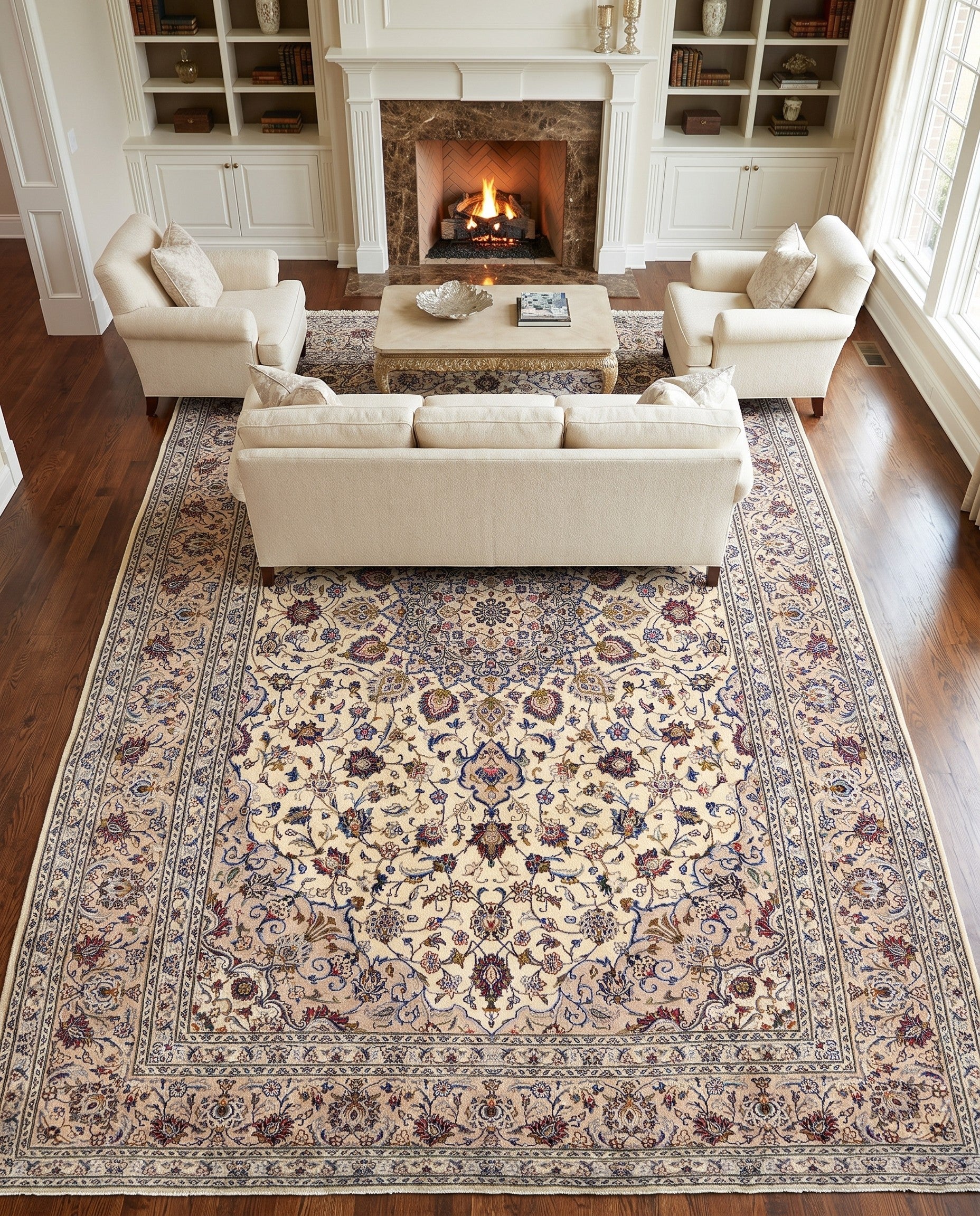 8' x 11' 2 Hand Knotted Kashan Persian Wool Rug
