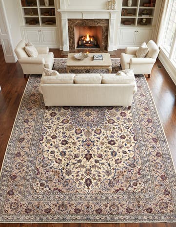 8' x 11' 2 Hand Knotted Kashan Persian Wool Rug