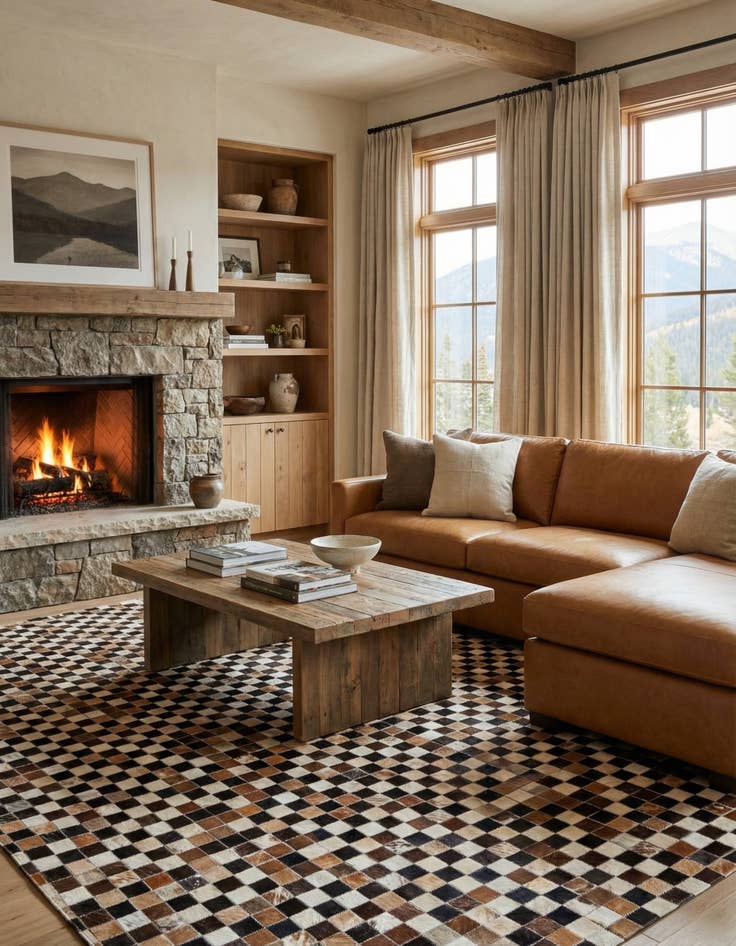 Detail image of 5' 5 x 7' 8 Cowhide Stocks Rug