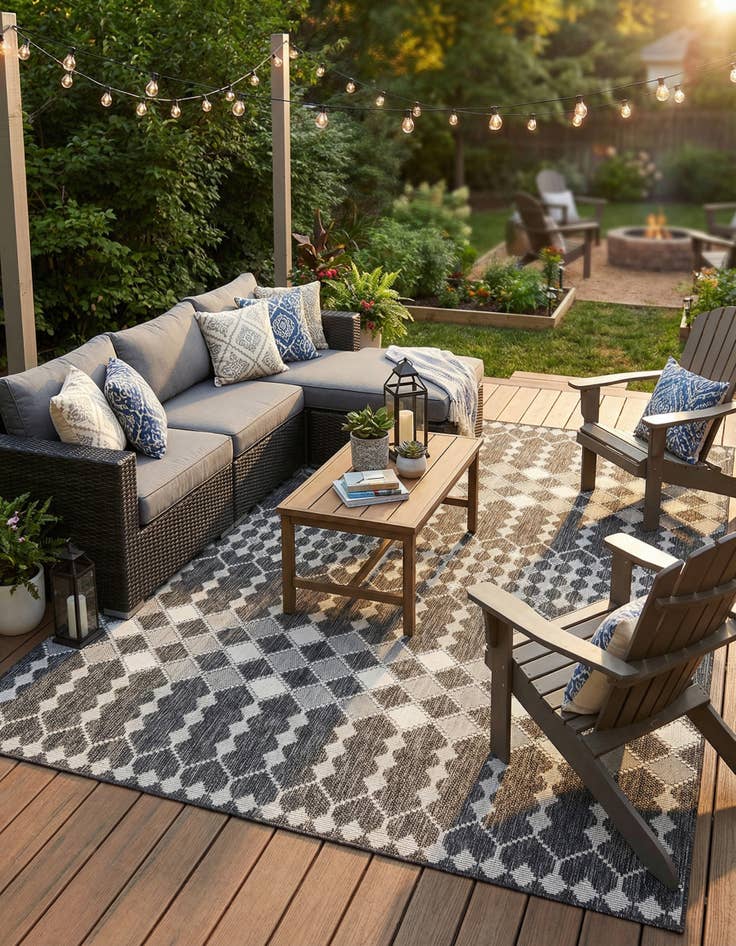 Detail image of  9' x 12'  Washable Lattice Indoor / Outdoor Rug