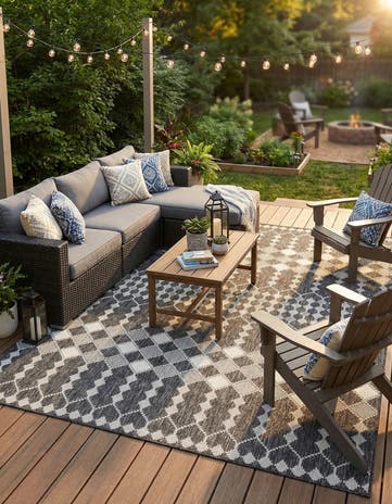 9' x 12' Easy-Clean Lattice Indoor / Outdoor Rug