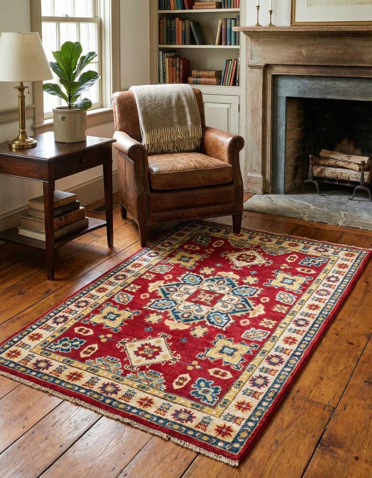 Detail image of 2' 8 x 4'  Hand Knotted Kazak Rug