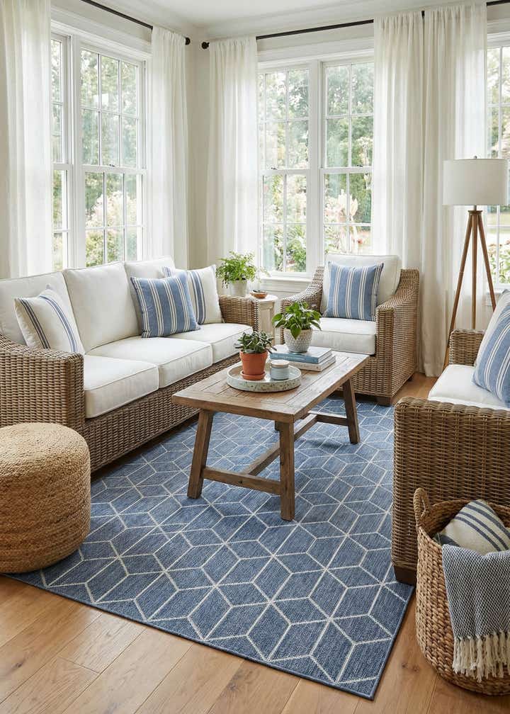 9' x 12' Easy-Clean Trellis Indoor / Outdoor Rug