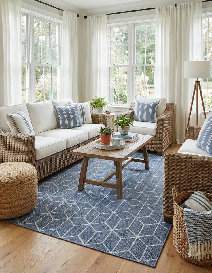 Detail image of 9' x 12' Easy-Clean Trellis Indoor / Outdoor Rug