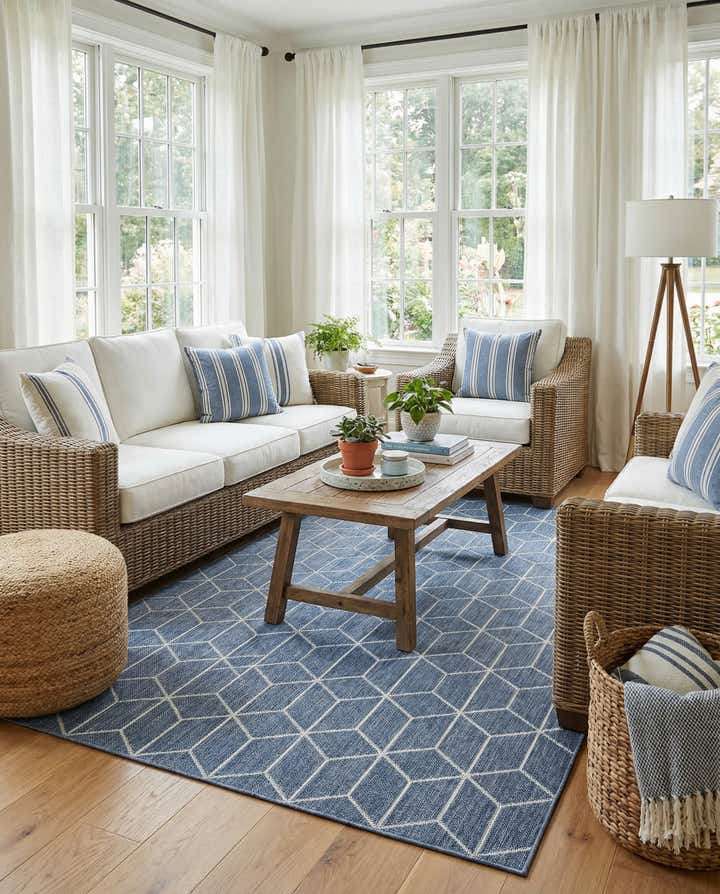 9' x 12' Easy-Clean Trellis Indoor / Outdoor Rug