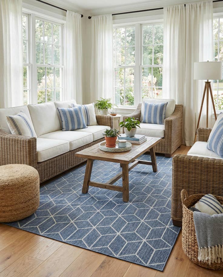 Detail image of 9' x 12' Easy-Clean Trellis Indoor / Outdoor Rug