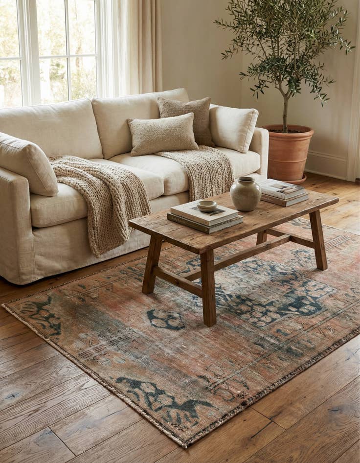 Detail image of  3' 6 x 6'  Hand Knotted Ultra Vintage Persian Wool Rug