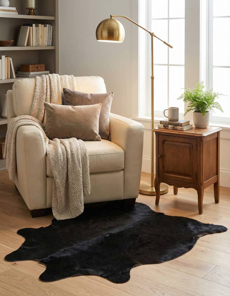 Detail image of 1' 8 x 2' 6 Cowhide Leather Rug