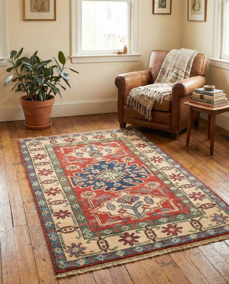Detail image of 2' 8 x 4' 1 Hand Knotted Kazak Rug