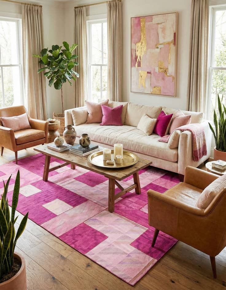 Detail image of  7' 3 x 10'  Hand Woven Patchwork Wool Rug