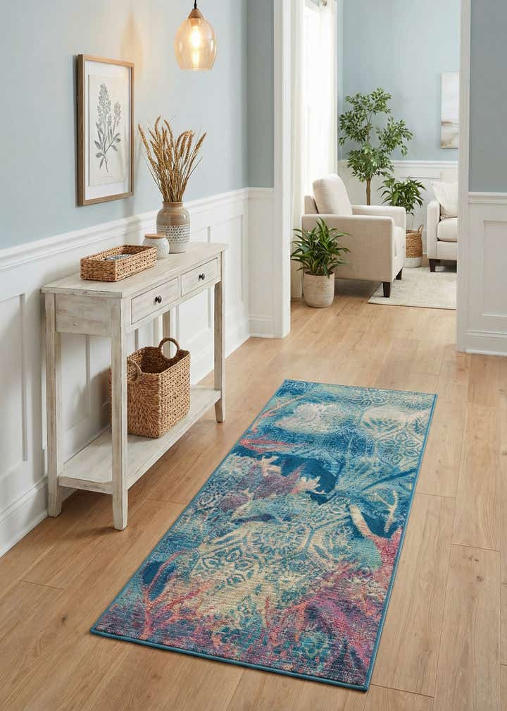 2' 7 x 5' 3 Easy-Clean Coastal Indoor / Outdoor Runner Rug