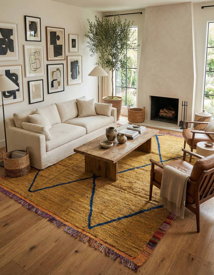 Detail image of 9' 2 x 11' 10 Hand Knotted Moroccan Wool Rug