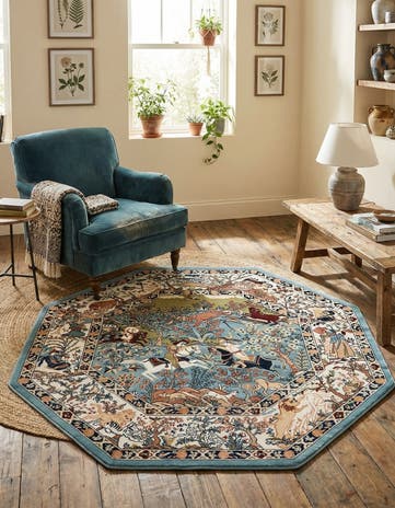 5' 3 x 5' 3 Nain Design Octagon Rug