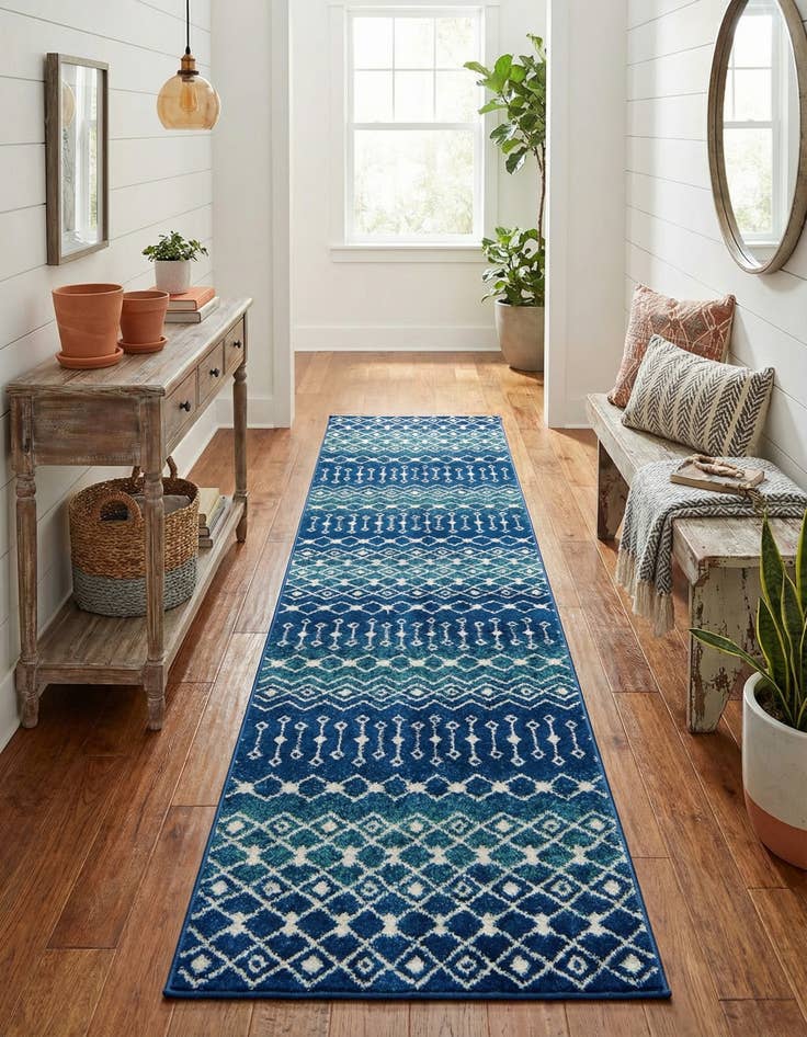 Detail image of  2' 7 x 12' Moroccan Trellis Runner Rug