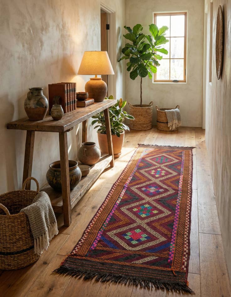 Detail image of 2' 2 x 7' 5  Hand Knotted Kilim Fars Persian Wool Runner Rug