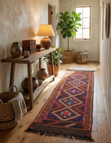 2' 2 x 7' 5 Hand Knotted Kilim Fars Persian Wool Runner Rug