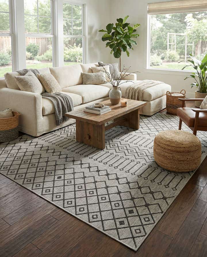 10' x 13' Easy-Clean Lattice Indoor / Outdoor Rug