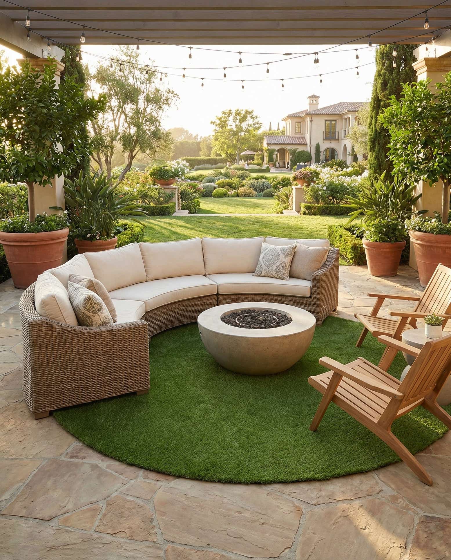 12' x 12' Easy-Clean Grass Indoor / Outdoor Round Rug