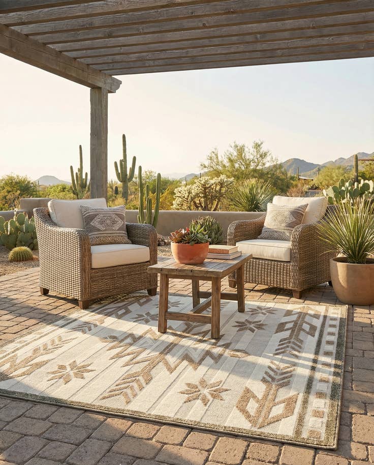 Detail image of 4' x 6' Easy-Clean Modern Indoor / Outdoor Rug