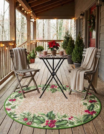 3' 3 x 3' 3 Easy-Clean Jill Zarin Caribbean Indoor / Outdoor Round Rug