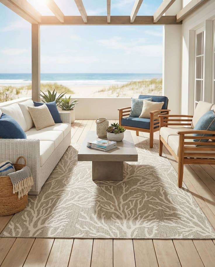 Detail image of 7' 10 x 10' Easy-Clean Coastal Indoor / Outdoor Rug