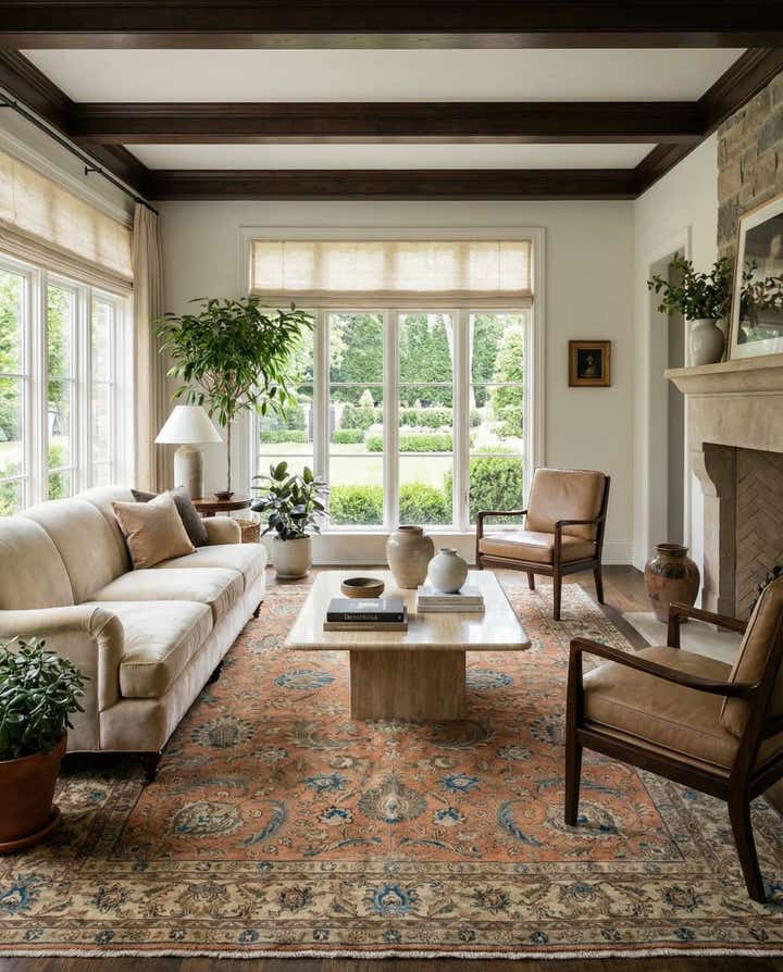 7' 7 x 11' 5 Hand Knotted Sarough Persian Wool Rug