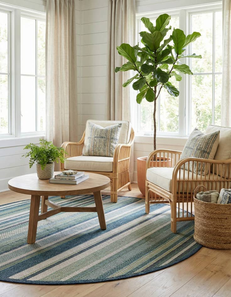 Detail image of 5' 3 x 5' 3  Washable Baja Indoor / Outdoor Round Rug