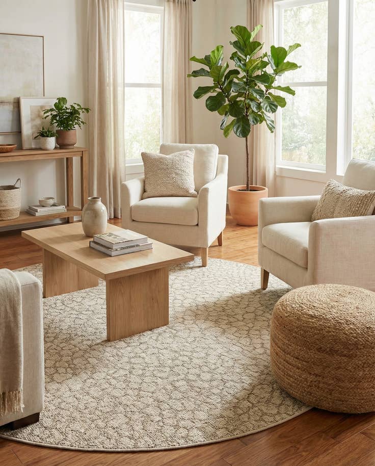 Detail image of 7' 10 x 7' 10 Easy-Clean Safari Indoor / Outdoor Round Rug