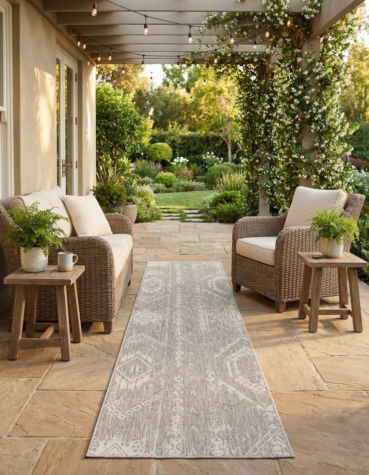 Detail image of 3' 3 x 14'  Washable Bohemian Indoor / Outdoor Runner Rug