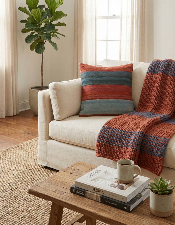 Detail image of 3' 3 x 3' 3  Hand Woven Pillow Wool Square Rug