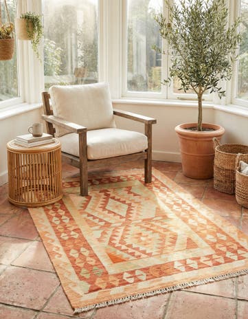 3' x 4' 5 Hand Woven Kilim Waziri Wool Rug