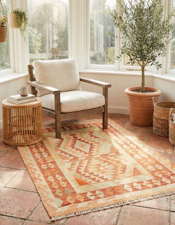 3' x 4' 5 Hand Woven Kilim Waziri Wool Rug