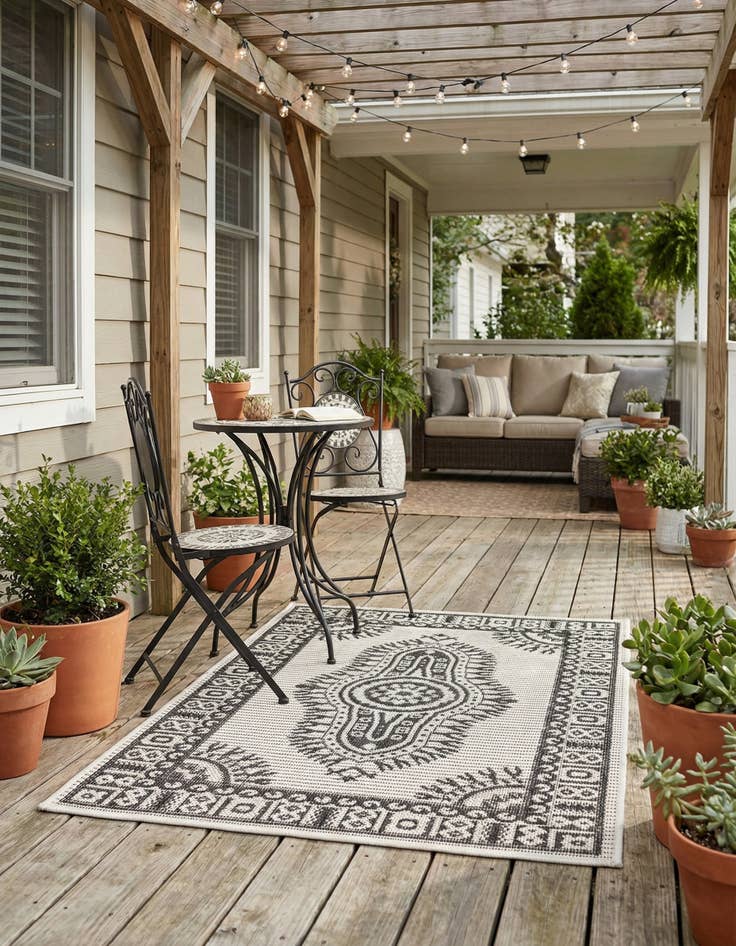 Detail image of 2' x 3'  Washable Traditional Indoor / Outdoor Rug