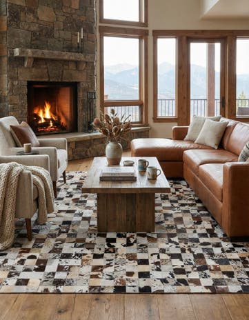 7' 10 x 9' 9 Cowhide Leather Rug