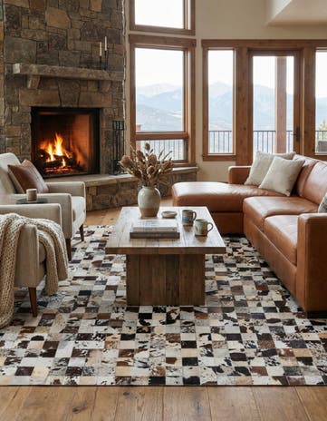 7' 10 x 9' 9 Cowhide Leather Rug