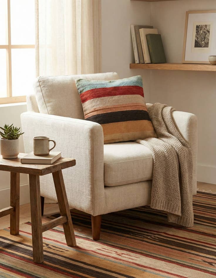 Detail image of 1' 6 x 1' 6  Hand Woven Pillow Wool Square Rug