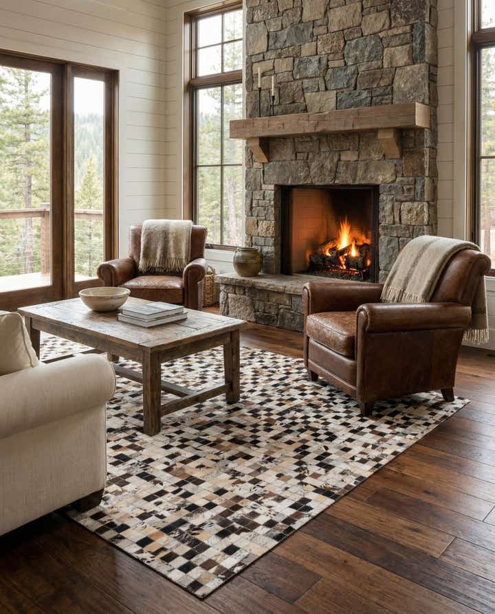 5' 1 x 8' Cowhide Leather Rug