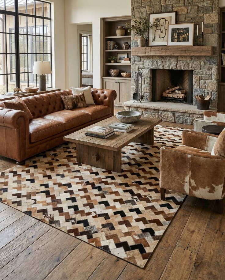 Detail image of 5' 1 x 7' 11 Cowhide - Patchwork Rug