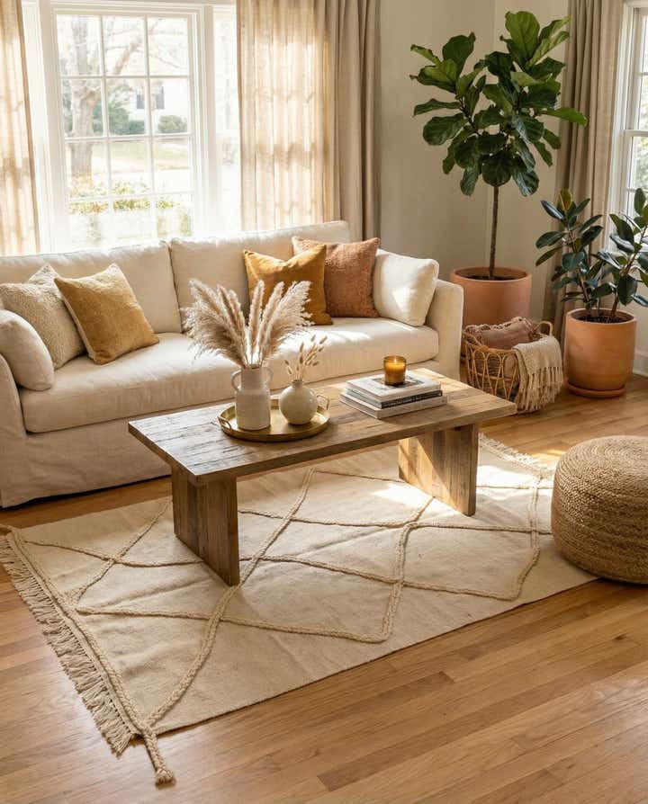 3' 5 x 5' Hand Woven Moroccan Wool Rug