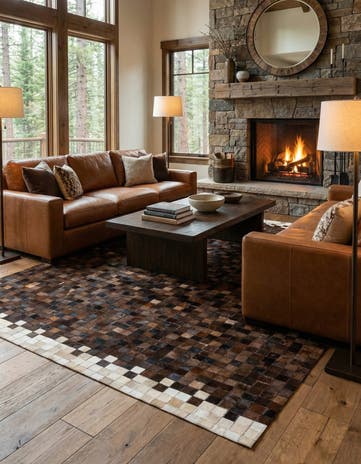 5' x 8' Cowhide & Leather Rug