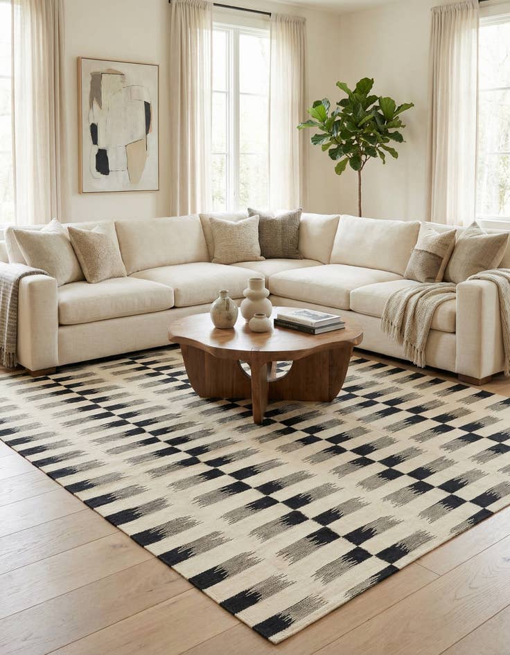 Detail image of 6' x 7' 7  Hand Woven Kilim Modern Wool Rug