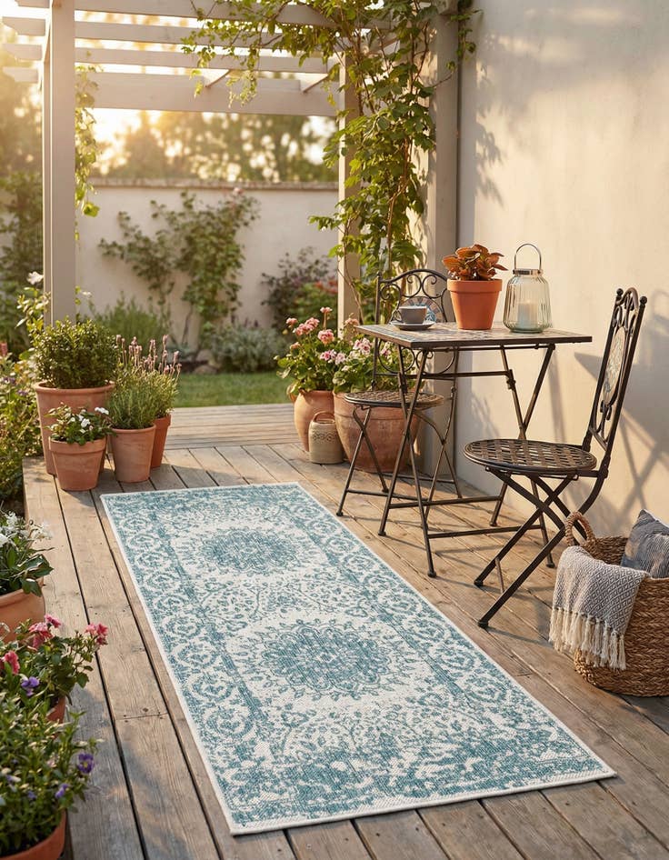 Detail image of 2' x 5' 3  Washable Traditional Indoor / Outdoor Runner Rug