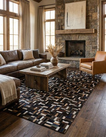 5' 1 x 8' Cowhide - Patchwork Rug