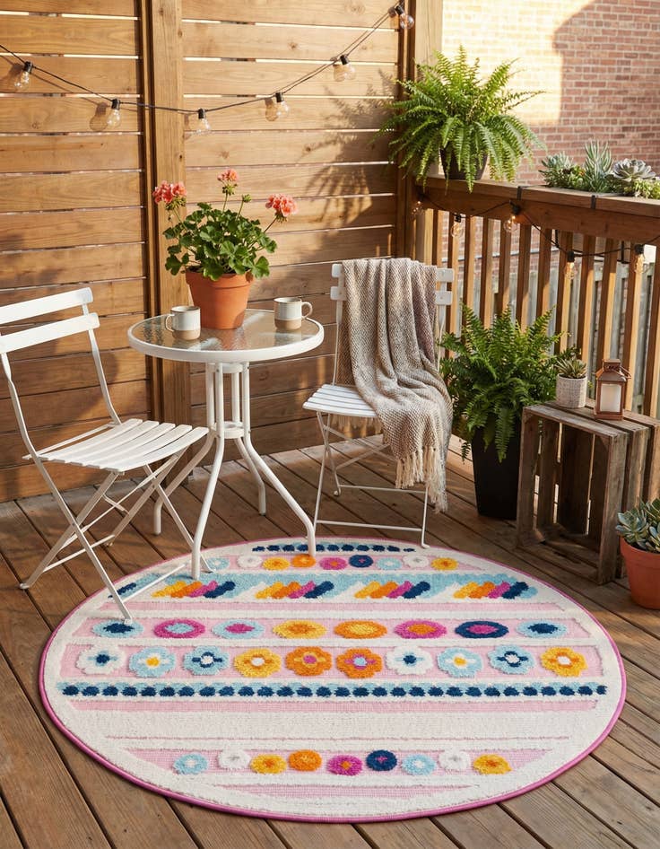 Detail image of 3' 3 x 3' 3  Washable Aruba Indoor / Outdoor Round Rug