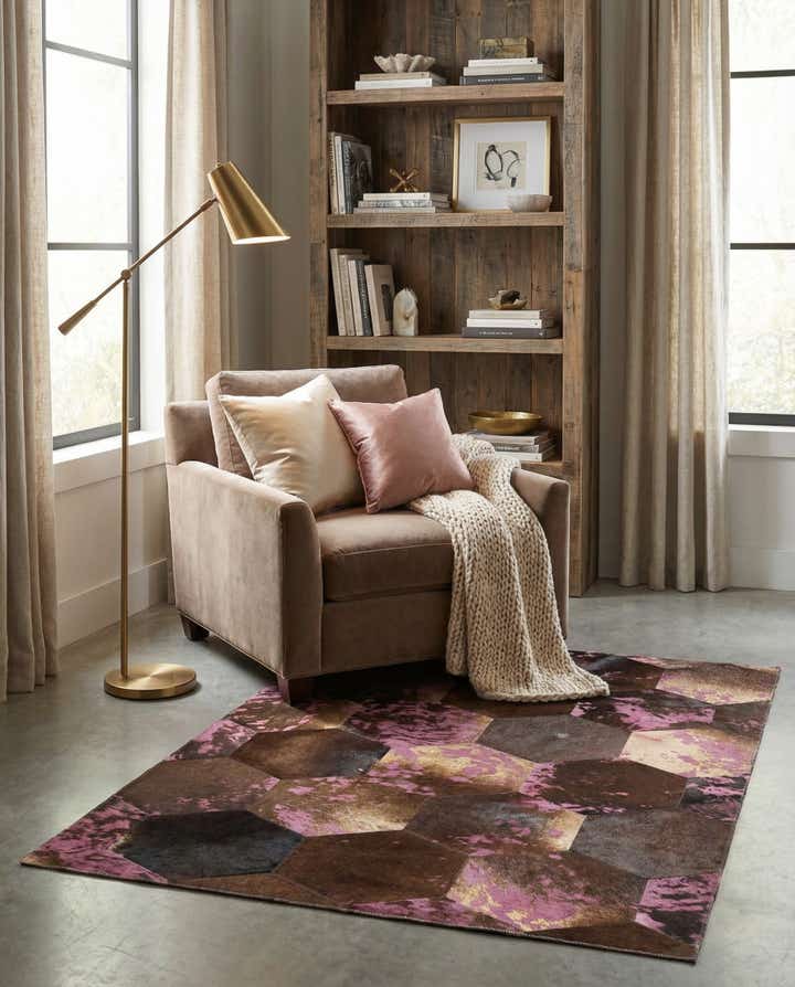 3' 8 x 5' 3 Cowhide Leather Rug