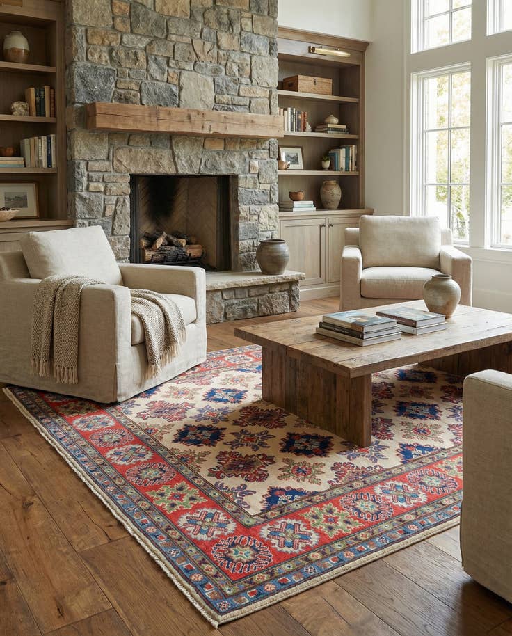Detail image of 6' 6 x 10' 5 Hand Knotted Kazak Rug