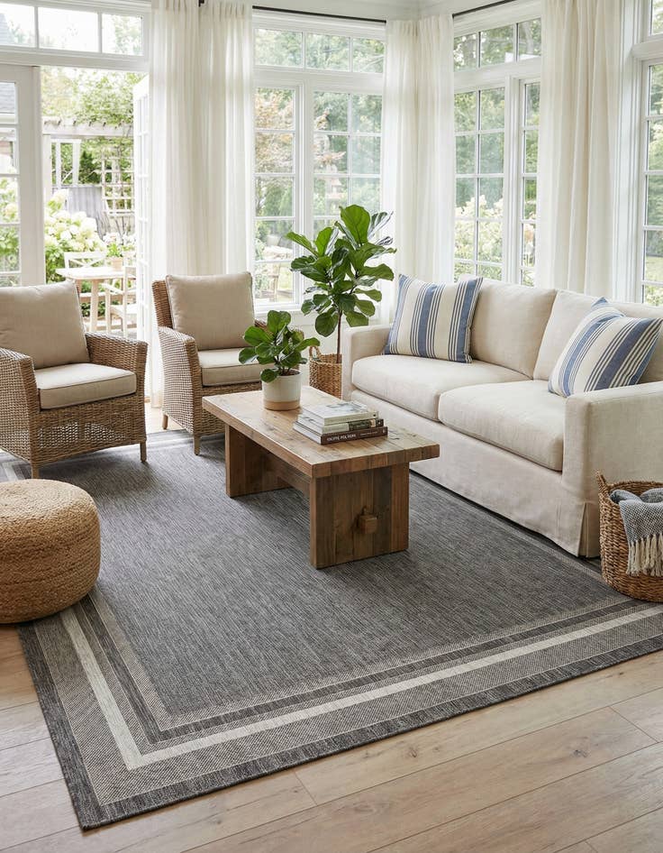 Detail image of 9' x 12' Easy-Clean Border Indoor / Outdoor Rug