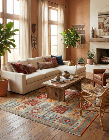 6' 8 x 9' 8 Hand Knotted Marok Kilim Rug